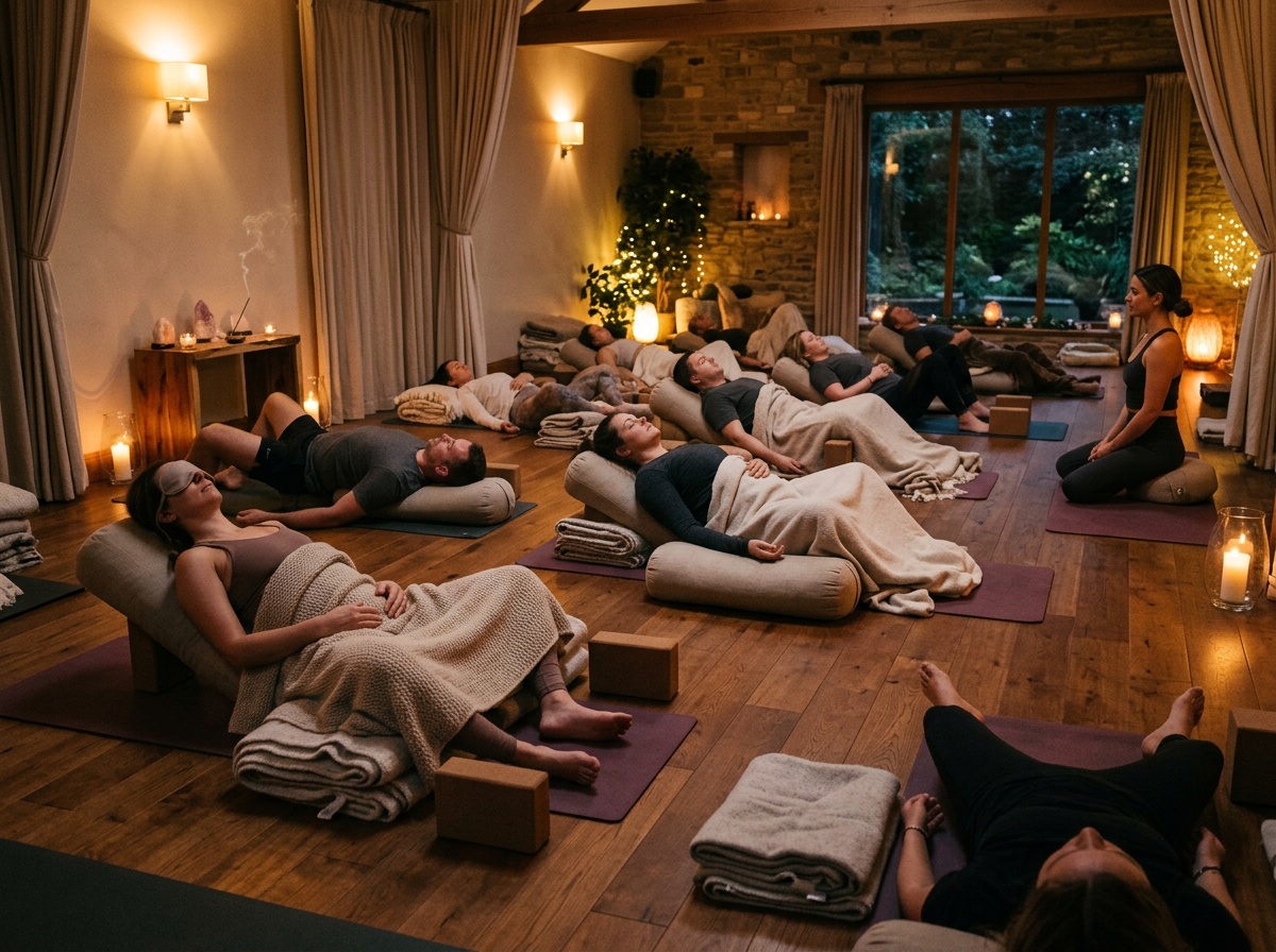 Yin Yoga restorative practice at Kumara